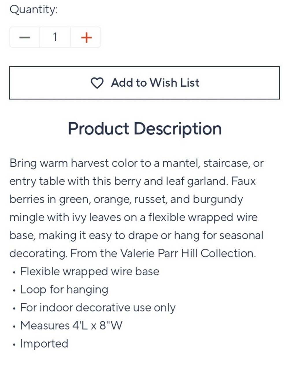 Harvest Berry & Leaf Garland- 4ft Long, By Valeri/QVC..NEW ....ITEM IN BOX - Picture 5 of 12